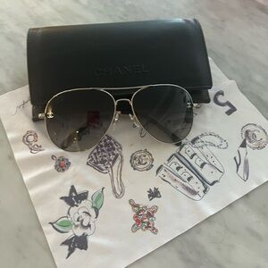 CHANEL Black and Silver Sunglasses